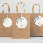 Baby shower jongen blauwe florale eucalyptus bedankjes labels