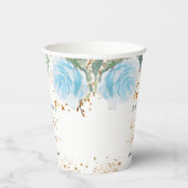 Baby shower jongen blauwe florale eucalyptus papieren bekers (Rechts)