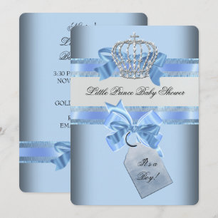 Baby Shower Jongen Blauwe Kleine Prins Kroon Kaart