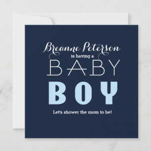 Baby Shower JONGEN Blauwe Marineblauwe Moderne Sch Kaart