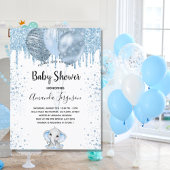 Baby shower jongen blauwe olifantenballonnen kaart