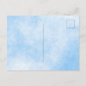 Baby shower jongen blauwe ooievaar briefkaart (Achterkant)
