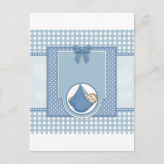 Baby Shower Jongen Blauwe Patroon Feestje Nursery Uitnodiging Briefkaart