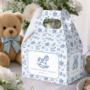 Baby Shower Jongen Blauwe Schommelende Paard en Te Bedankdoosjes