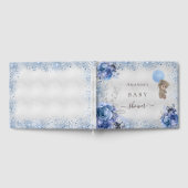 Baby shower jongen blauwe teddy beer glitter flora gastenboek (Volledig)