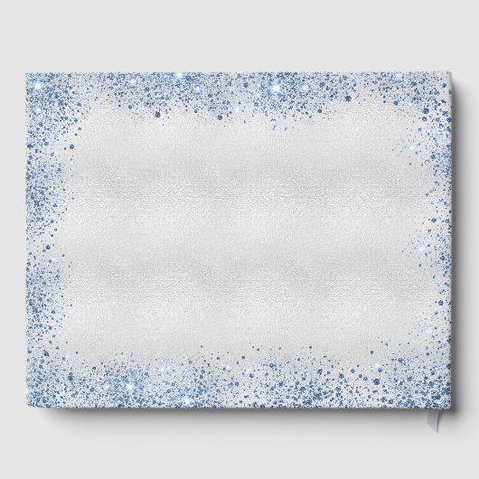 Baby shower jongen blauwe teddy beer glitter flora gastenboek (Achterkant)