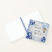 Baby shower jongen blauwe teddy bloem gastenboek notitieboek (Binnen)