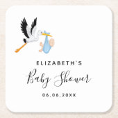 Baby shower Jongen blauwe witte ooievaar Kartonnen Onderzetters (Voorkant)