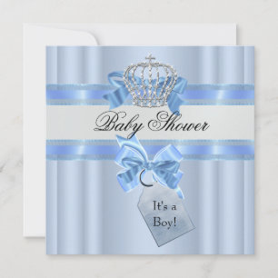 Baby Shower Jongen Blauwe Witte Prins Kroon Kaart