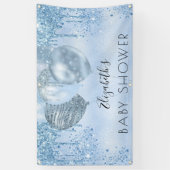 Baby shower jongen blauwe zilveren ballonnen spandoek (Verticaal)