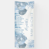 Baby shower jongen blauwe zilveren ballonnen spandoek (Verticaal)