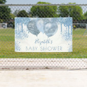 Baby shower jongen blauwe zilveren ballonnen spandoek (Insitu)