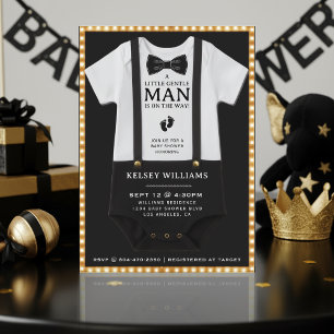 Baby Shower Jongen Een Kleine Heer Bodysuit Kaart
