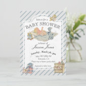 Baby shower jongen  gekookte dieren kaart (Staand voorkant)