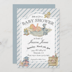 Baby shower jongen  gekookte dieren kaart