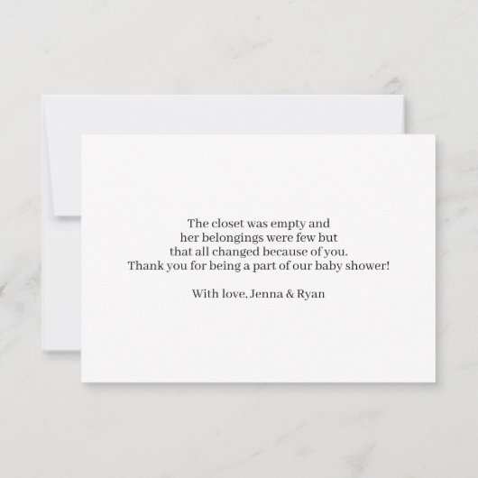 Baby shower jongen Genderneutraal Hartelijk dank Bedankkaart (Achterkant)