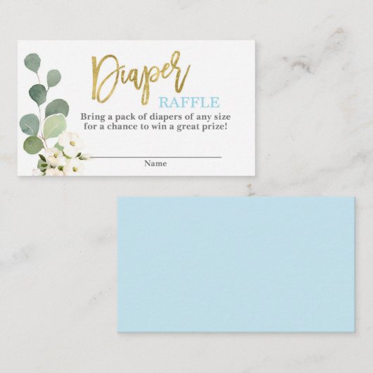 Baby shower jongen groen blauw bloemenluier Raffle Informatiekaartje (Voorkant / Achterkant)