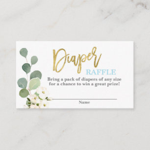 Baby shower jongen groen blauw bloemenluier Raffle Informatiekaartje
