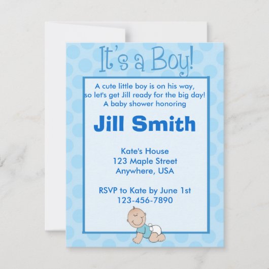 baby shower - jongen kaart (Voorkant)