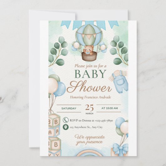 Baby shower jongen kaart (Voorkant)