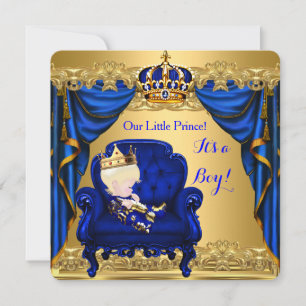 Baby Shower Jongen Kleine Prins Koninklijk Blauw G Kaart