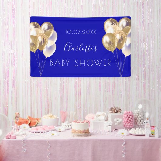 Baby shower jongen koninklijk blauw goudballon spandoek (Feest)