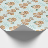  Baby shower jongen kroonblauw gepersonaliseerd Cadeaupapier (Hoek)