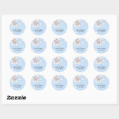 Baby shower jongen licht blauw knuffel beer ronde sticker (Vel)