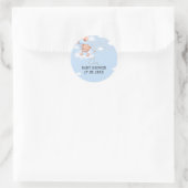 Baby shower jongen licht blauw knuffel beer ronde sticker (Tas)