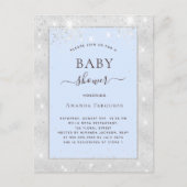 Baby shower jongen lichtblauwe glitter uitnodiging briefkaart (Voorkant)
