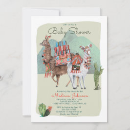 Baby Shower Jongen | Llama's & Cactus | Uitnodigin Kaart