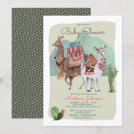 Baby Shower Jongen | Llama's & Cactus | Uitnodigin Kaart