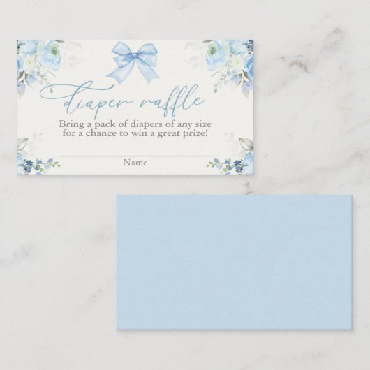 Baby shower Jongen Luier Raffle Kaart met boog (Voorkant / Achterkant)