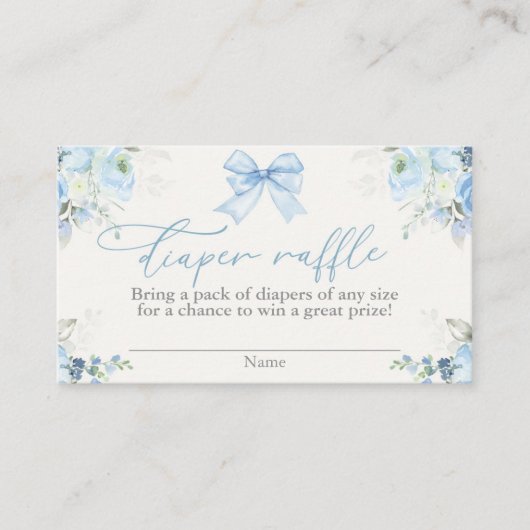 Baby shower Jongen Luier Raffle Kaart met boog (Voorkant)