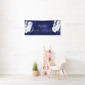 Baby shower jongen marineblauw witte ballonnen naa spandoek (Insitu)