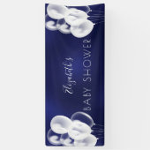 Baby shower jongen marineblauw witte ballonnen naa spandoek (Verticaal)