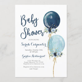Baby Shower jongen marineblauwe ballonnen Kaart