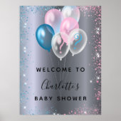 Baby shower jongen meisje blauw roze welkom poster (Voorkant)