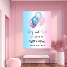 Baby shower jongen meisje blauw roze welkom