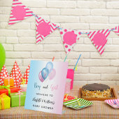 Baby shower jongen meisje blauw roze welkom reclamebord met voetstuk