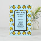Baby shower Jongen Meisje Olifant Dier Goud Glitte Kaart (Staand voorkant)