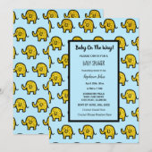 Baby shower Jongen Meisje Olifant Dier Goud Glitte Kaart (Voorkant / Achterkant)