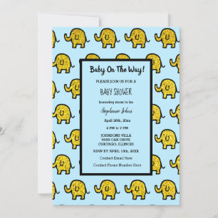 Baby shower Jongen Meisje Olifant Dier Goud Glitte Kaart