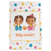 Baby shower Jongen Meisje Twins Sterren Donker Medium Cadeauzakje (Achterkant)