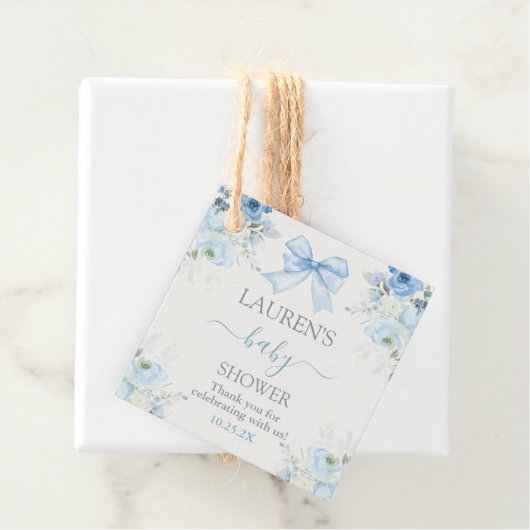 Baby shower Jongen met boog Bedankjes Labels (In situ)