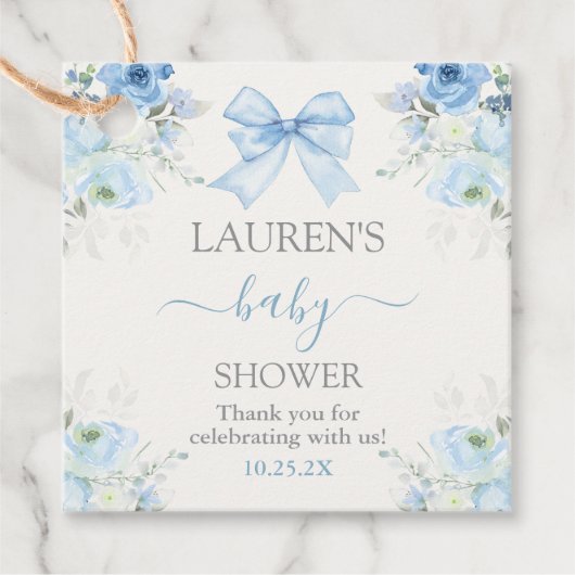 Baby shower Jongen met boog Bedankjes Labels (Voorkant)