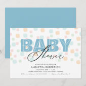Baby Shower Jongen Modern Pastel Stippen  (Voorkant / Achterkant)