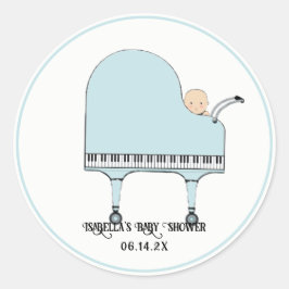 Baby shower Jongen Muziek Thema Ronde Sticker