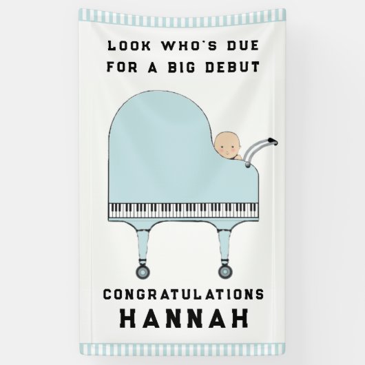 Baby shower Jongen Muziek Thema Spandoek (Verticaal)