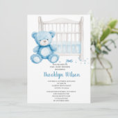 Baby Shower Jongen Olifant Uitnodiging (Staand voorkant)